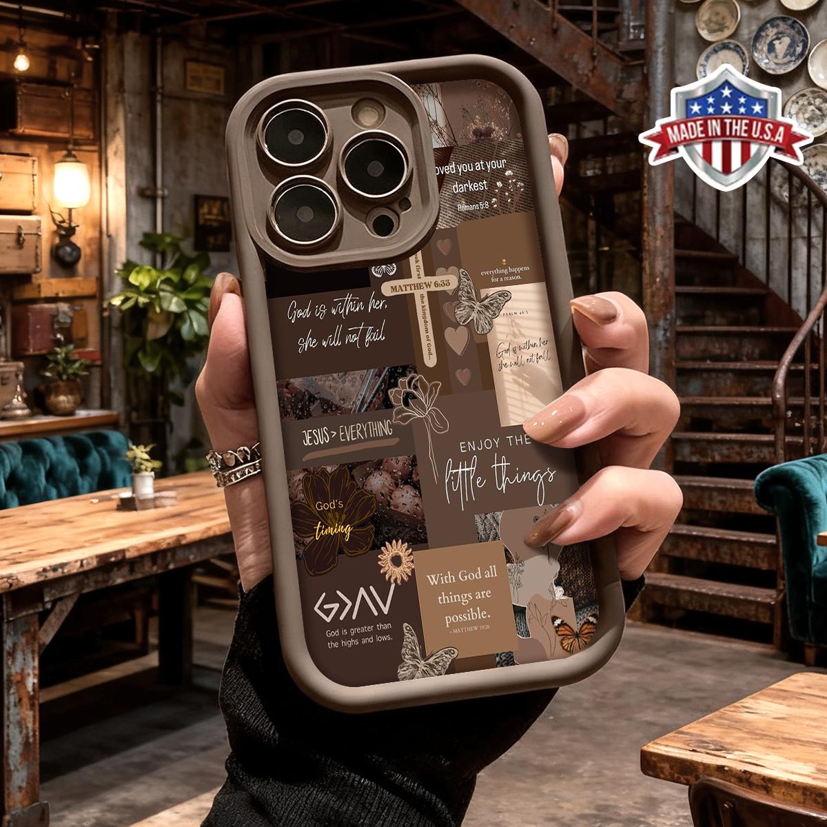 Minimalist Christian Faith Quote Collage Pattern Case for iPhone 17 16 15 14 Pro Max 13 12 11 XR XS Plus Air Slim Shockproof Anti Drop Protective TPU Phone Cover