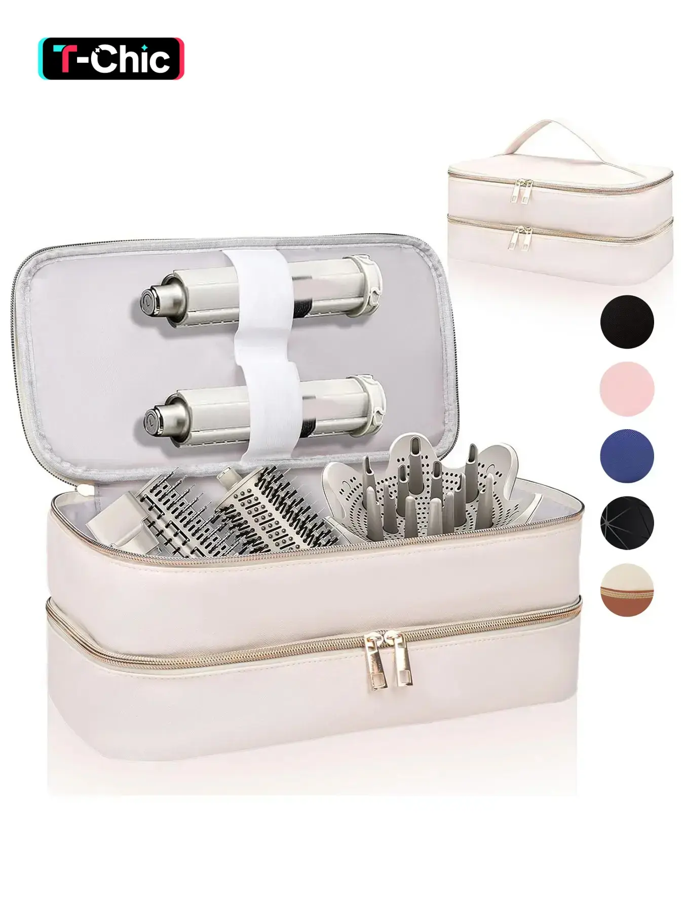 Portable Travel Case for Hair Dryer, Durable Hair Diffuser & Styling Tools, Fashionable Double Layer Storage Space for Hair Accessories, Ideal Organizer for Revlon Styler