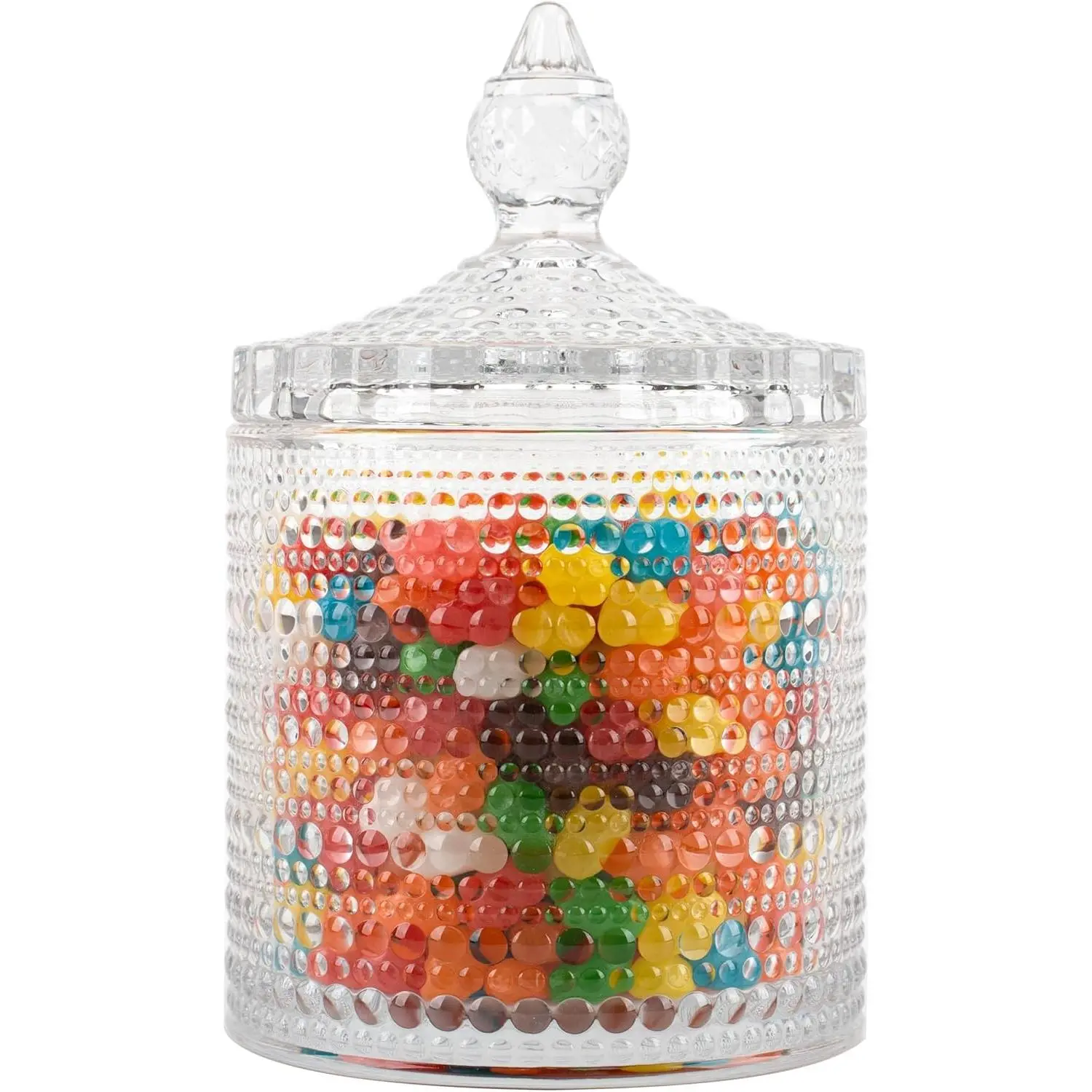 22 OZ Hobnail Glass Candy Jars with Lid, Vintage Decorative Storage Container for Cookie, Nut, Dried Fruit, Biscuit, Ideal for Candy Buffet, Jewelry & Apothecary Use
