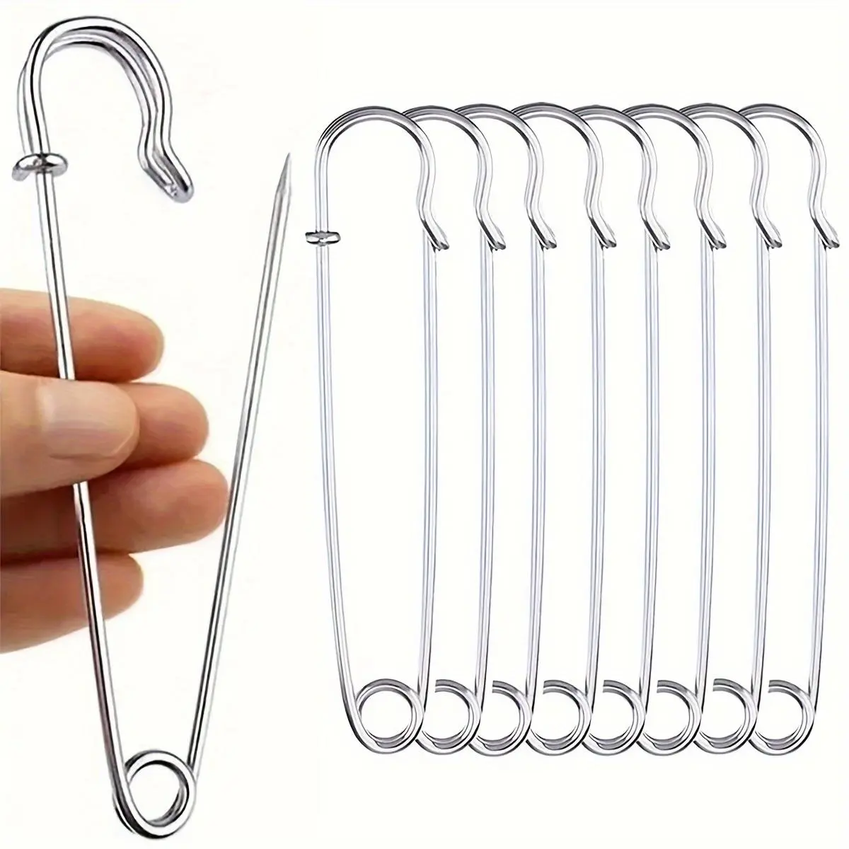 5 Safety Pins, Heavy Duty Blanket Pins 7 Sizes Of Stainless Steel Snap Lock Pins For Fashion DIY, Sewing, Quilting, Blankets, Upholstery And Craft, Sturdy And Versatile Sewing Accessories