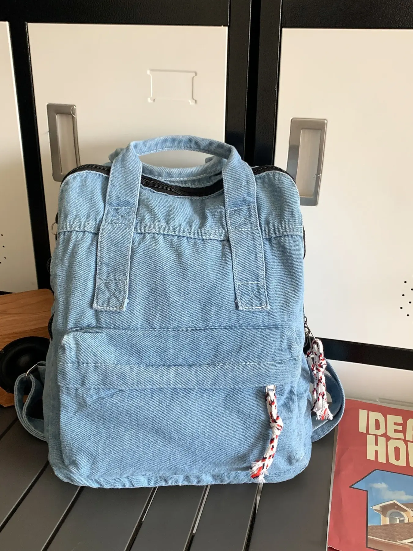New Washed Denim Texture Backpack For Women Fashion Three Color Vintage Blue Japanese Vintage Workwear Style Large Capacity Student Commuter School Backpack