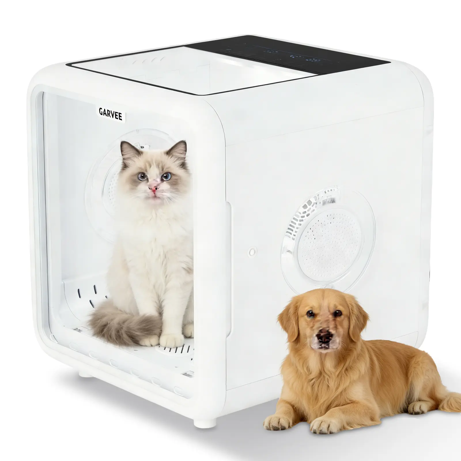 72L Pet Drying Box for Cats & Dogs up to 45 lbs – 360° High-Efficiency Grooming Dryer with 5 Air Outlets – 66 Million Negative Ions – NTC Smart Temperature Control – Quiet Pet Hair Blower