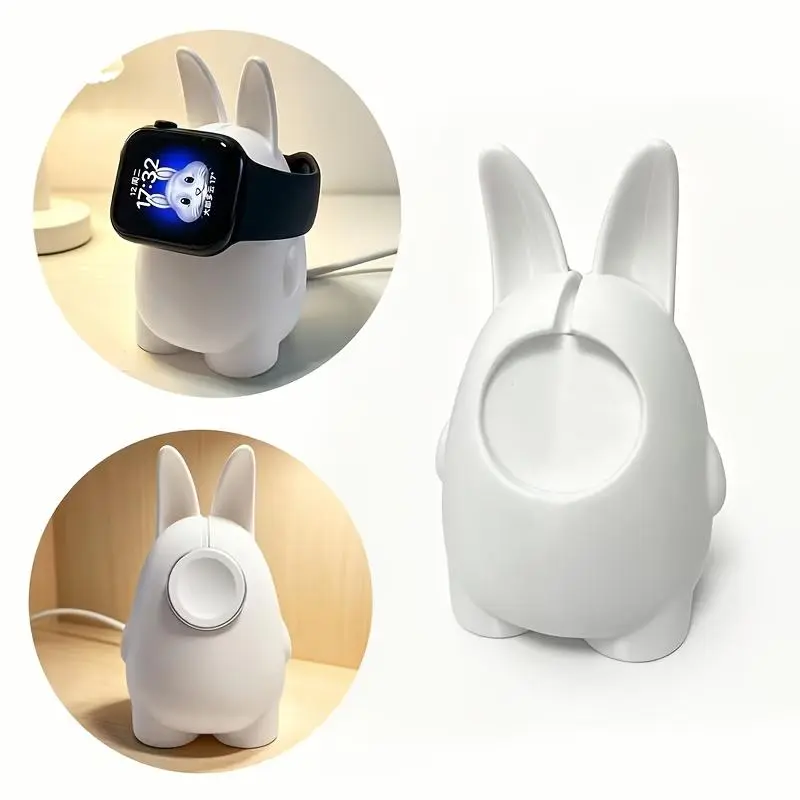 Silicone Charging Station in Cute Bunny Form, Desktop Smart Watch Dock, Animal Theme Wireless Charger Accessory, Desktop Use