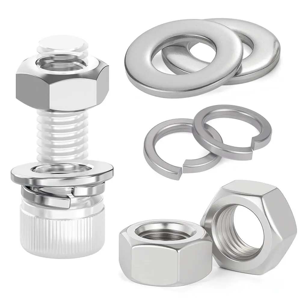 M3 Nuts and Washers  Kit, Hex Nut Spring Washer Flat Washer
