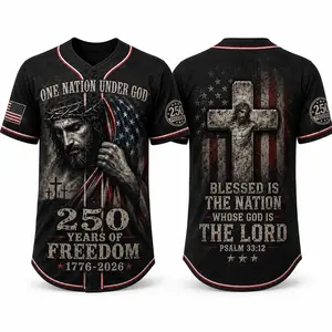 USA 250 Years of Freedom Baseball Jersey for Men Women,Patriotic America Statue Cross Flag Graphic Print Button Up Shirt, 4th of July Independence Day Outfit, Lightweight Polyester Summer Streetwear Top，clothes, outfits, men's wear,men fashion