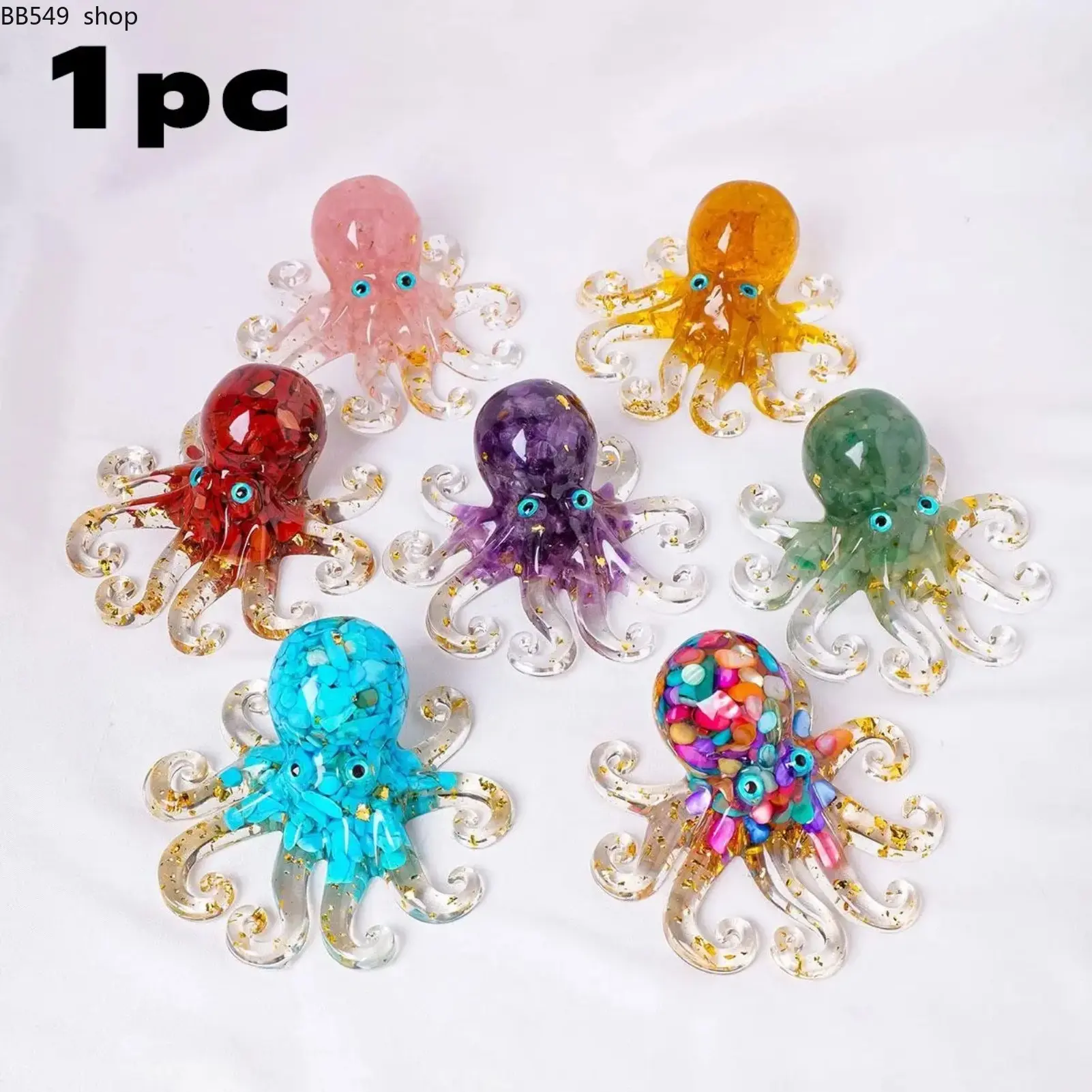 Random Color Natural Crystal Octopus Statue, Unique Crystals, Crystal Carvings, 1 Count Creative Desktop Ornament, Decorative Ornament, Crystal Ornaments for Home Office Tabletop