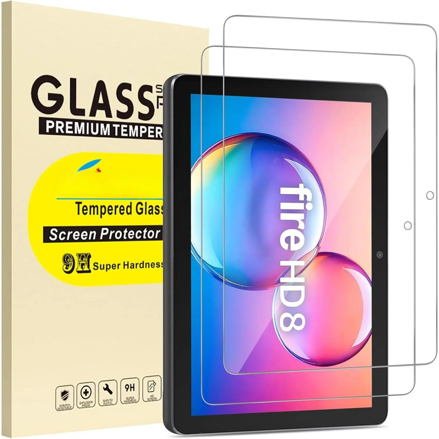 Screen Protector for 8/8 / 8  Pro Tablet 9H Tempered Glass | 9H Hardness, Case Friendly, Anti-Scratch,  , 2 Pack