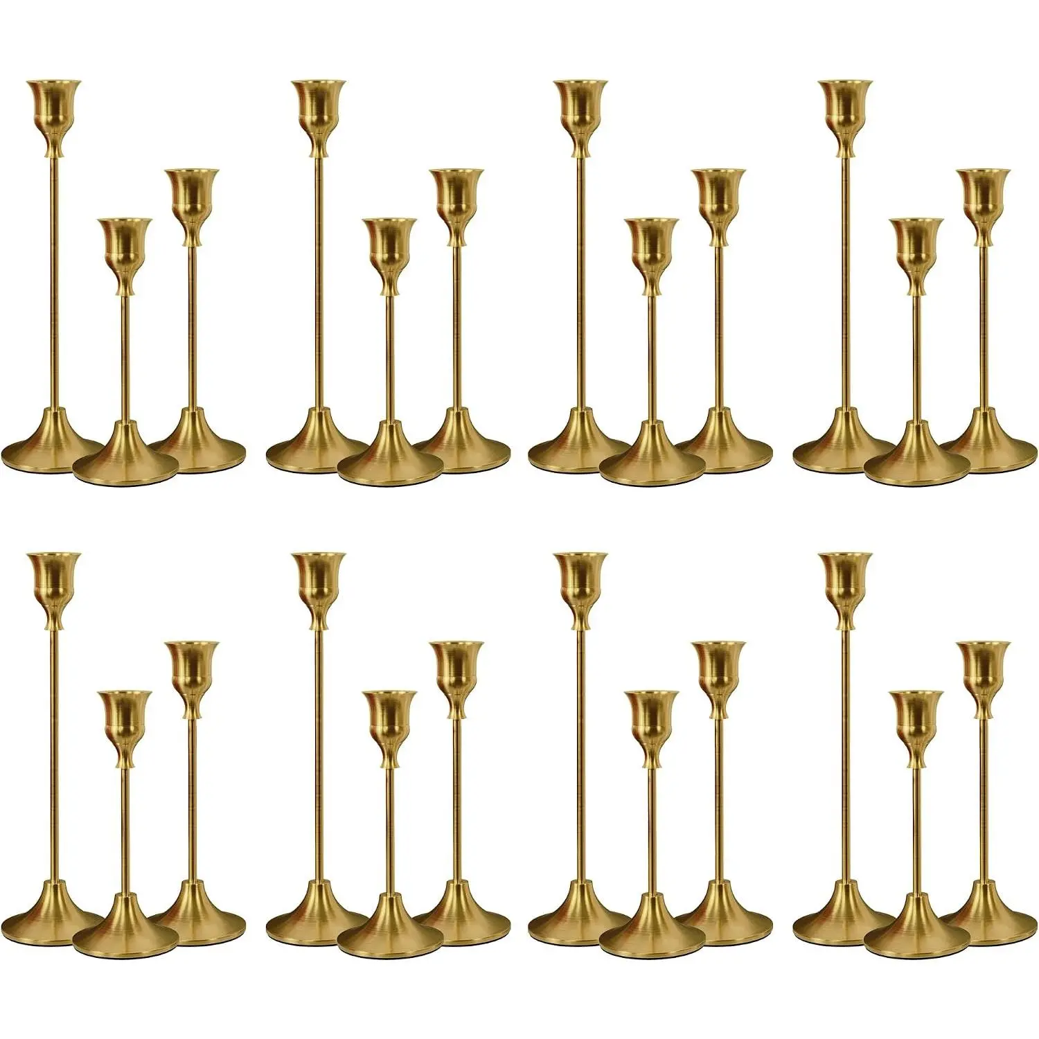 24/12 Pack Brass Gold Candle Holder Bulks for Wedding Party Decor, Candlestick Tall Metal Candlestick Holders for Table Centerpiece Home Decor for Wedding Fireplace Mantel Housewarming Gift Fits 3/4 Inch Thick Candles