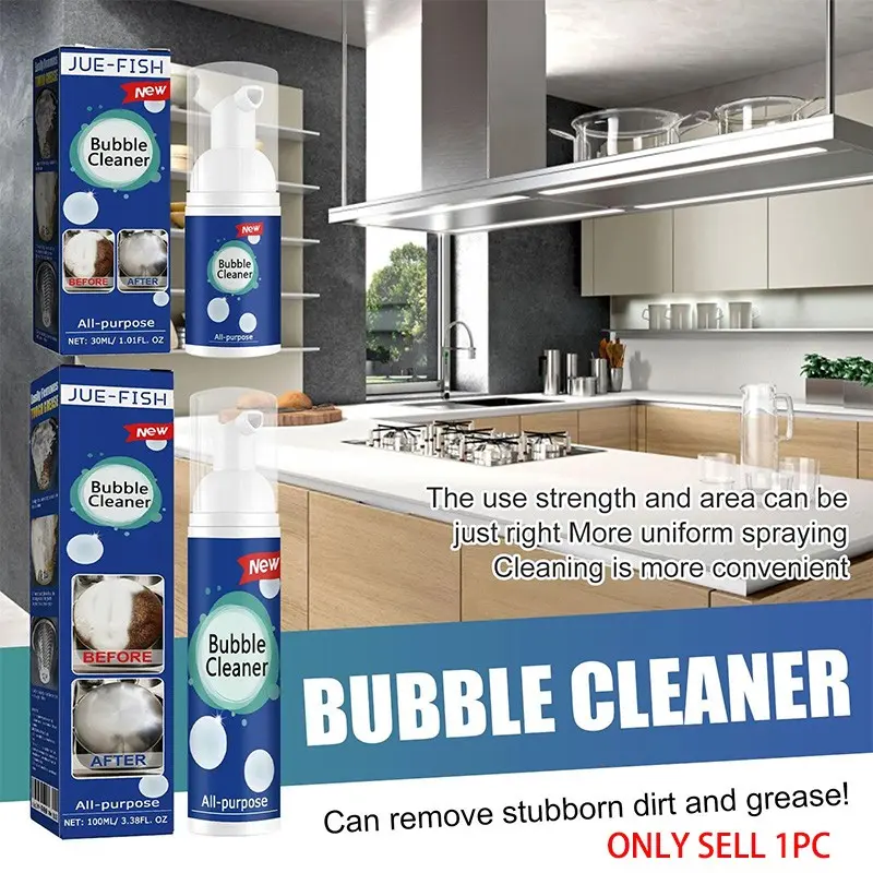 Bubble Cleaner Spray for Kitchen, Deep Removes Heavy Oil Stains, Effective Cleaning for Cookware Surface, Household Cleaning Mousse