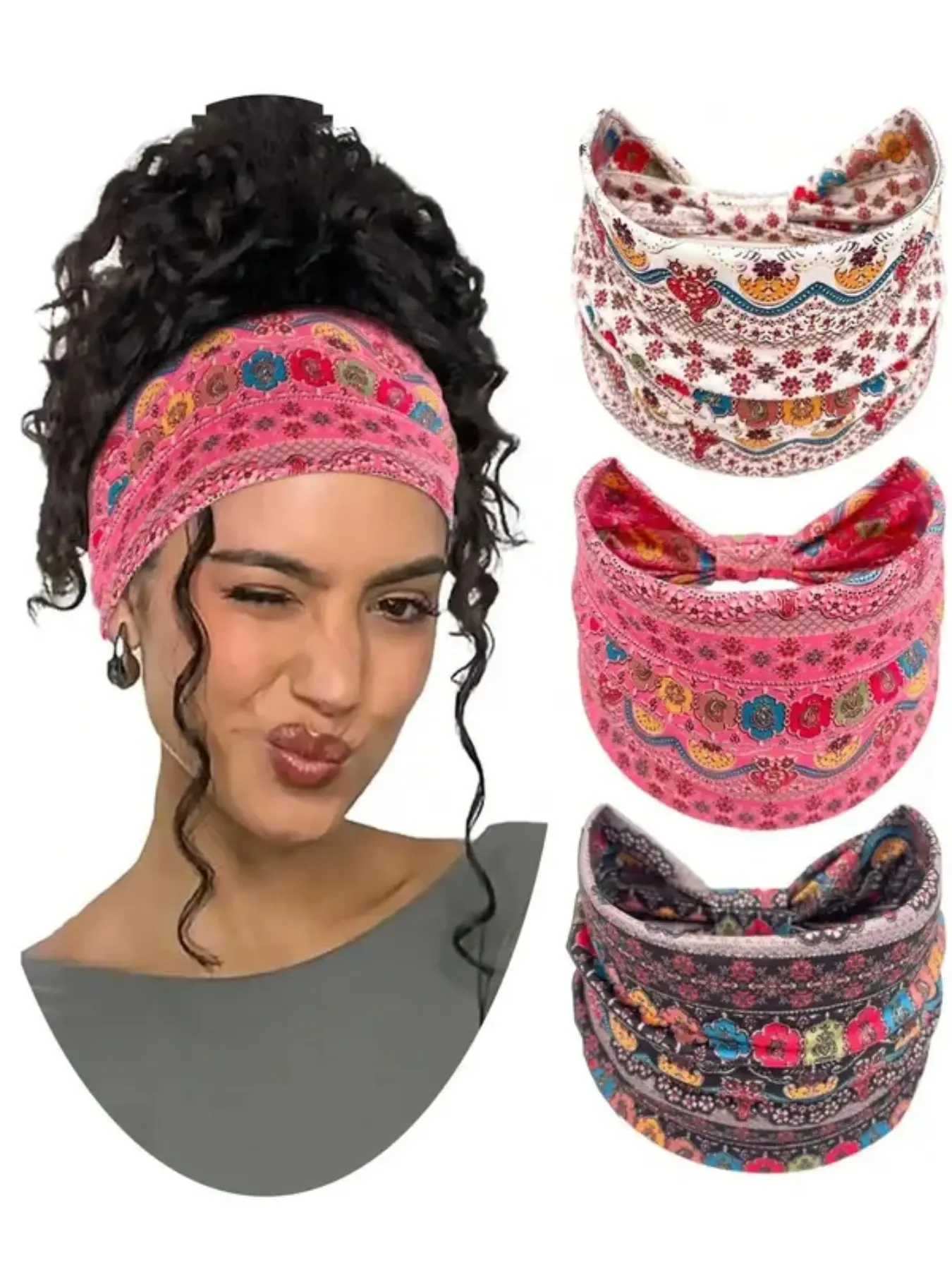 Women's Boho Ditsy Floral Headbands, Fashion Floral Hair Accessories for All-Season Casual & Sports Wear, Back To School Supplies, Trendy Hair Decor for College Students Autumn-Winter Campus Daily Matching