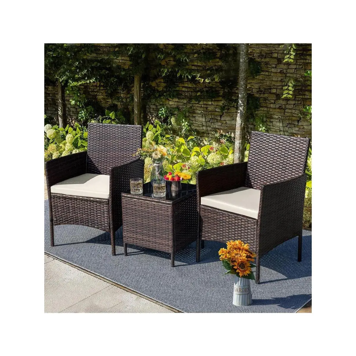 Furmax Polyethylene (PE) Wicker 2 - Person Seating Group With Cushions