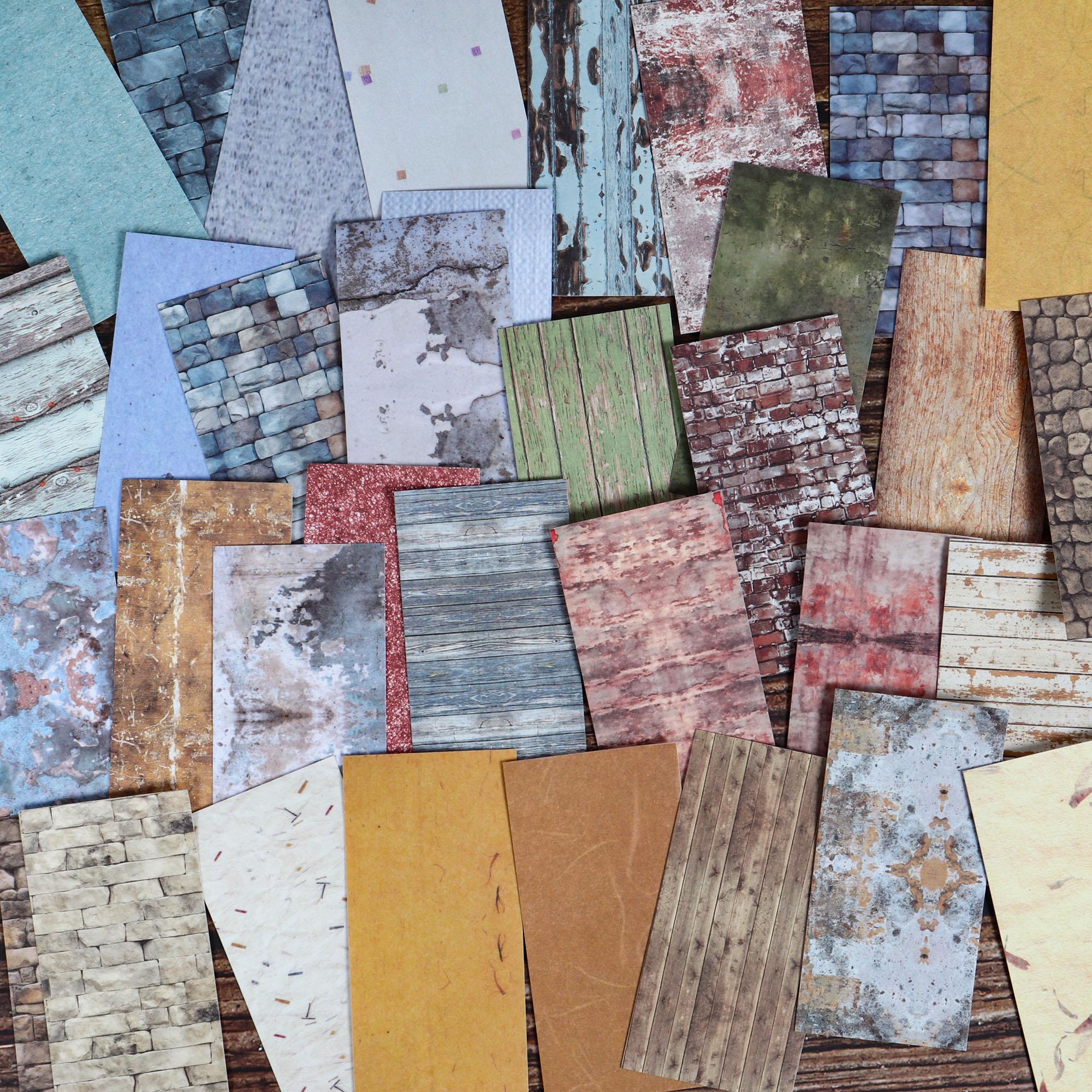 Vintage Texture Theme Self-adhesive Aesthetic Scrapbook Sticker Book, Sticker Album, 50 Sheets DIY Crafts, Collage Decoration, Creative Craft Kit, Scrapbooking Supplies, Scrapbook Materials, Junk Journals, Stickers Kit
