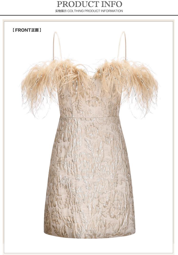 2025 Spring/Summer Off-Shoulder Feather Evening Dress Elegant Reception Dress with Straps and 3D Pattern