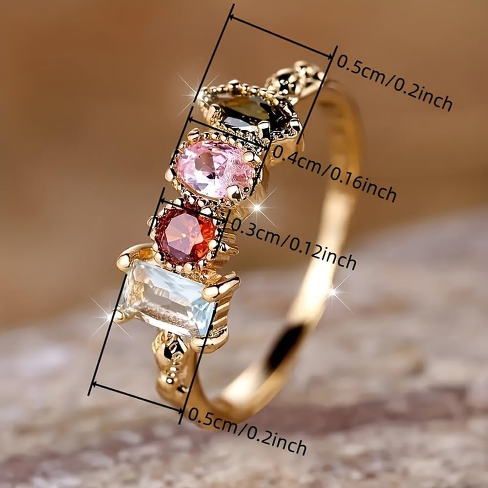 Fashion Colorful Artificial Zircon Decorated Ring, Elegant Glittering Ring, Elegant Rhinestone Decor Jewelry for Women,fashion Jewelry for Party, Daily Clothing Decor, Trendy All-match & Exquisite Jewelry for Birthday Gift