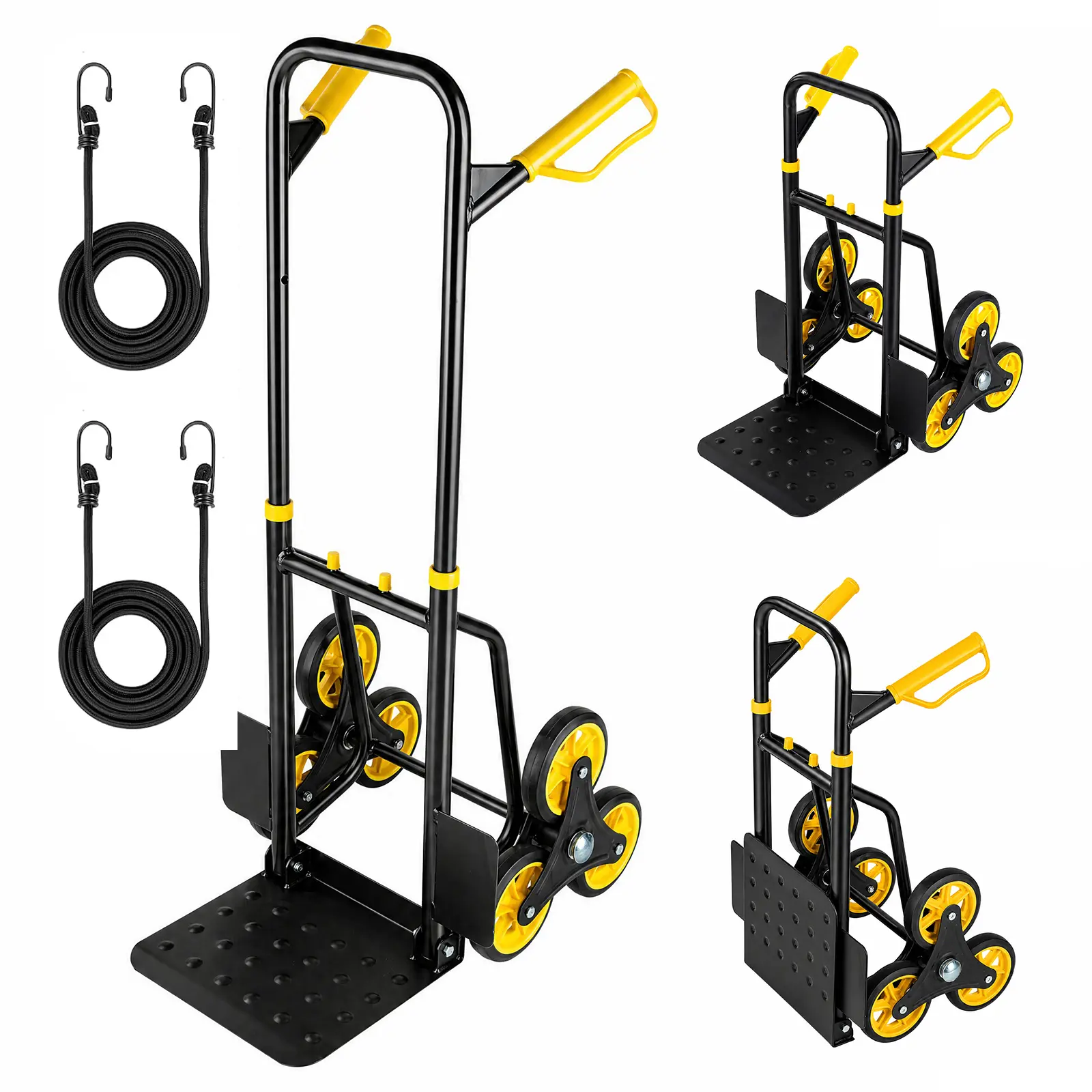 Stair Climber Hand Truck 770LB Capacity - Heavy Duty Folding Dolly with Six Wheels for Stairs & Flat Ground - Upgraded Ergonomic Grip