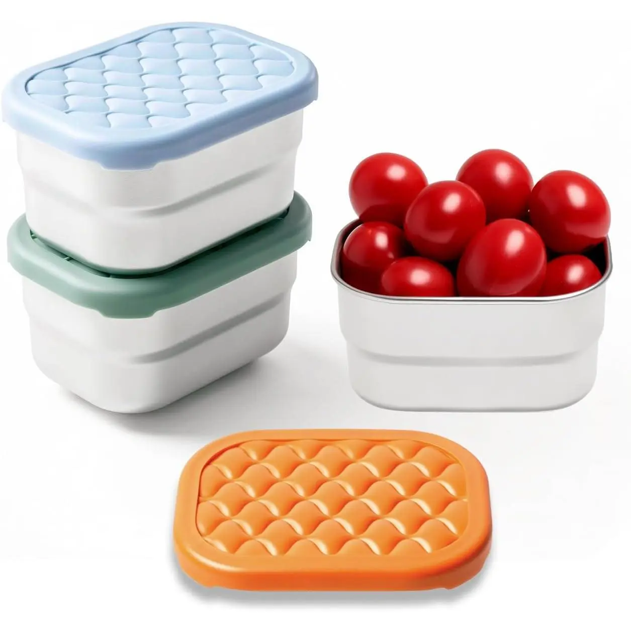 3Pack 8oz Stainless Steel Snack Containers for ,snack box small | Stackable Stainless Steel  Containers, Easy-open  cover, , Leak proof, for School Lunch, , Travel