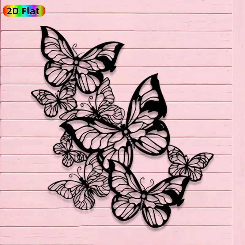 1pc Romantic Butterfly Metal Wall Art, Romantic Butterfly Statue Mural, Iron Craft, Perfect for Living Room, Garden, Zoo Corner Decor, Highquality Engraving, Artistic Metalwork, Valentine's Decor, Ideal Gift for Nature Lovers