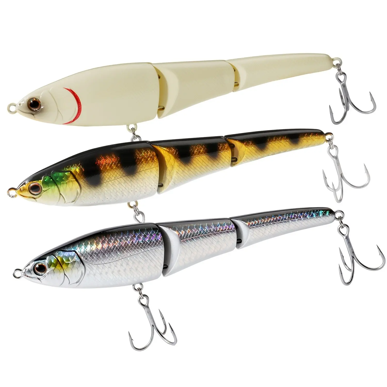 3pcs Multi-Jointed Swimbaits, 5.71inch Slow Sinking Jerkbaits, 37G Artificial Hard Segmented Baits for Big Bass Pike Musky