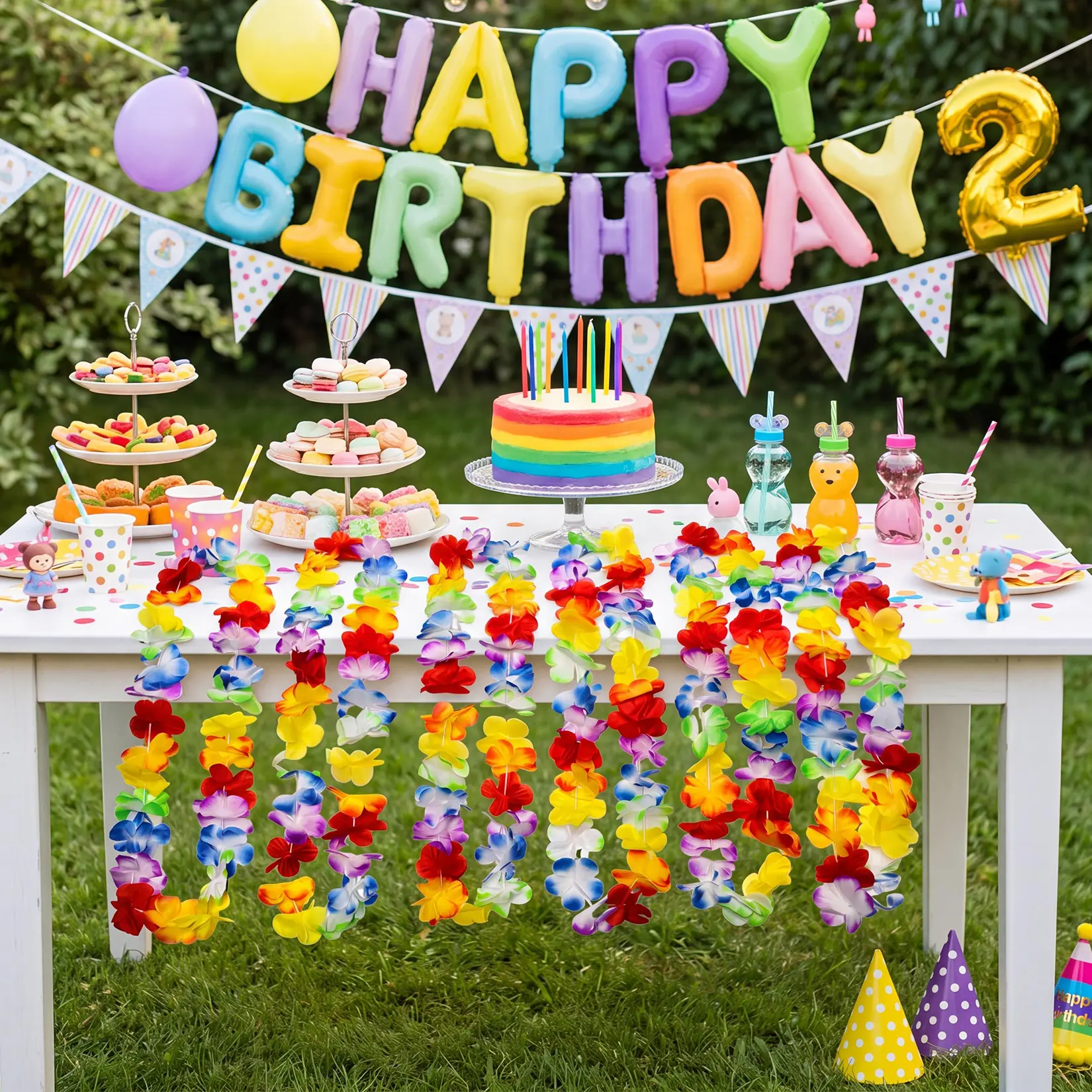Colorful Bulk Hawaiian Leis, 100pcs 45" Artificial Exotic Flower Garlands with Fabric Petals – Luau Party, Beach Wedding & Birthday Decor – Real Touch Faux Flowers