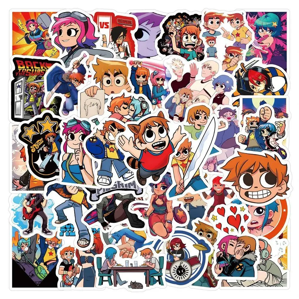 10/30/50pcs Cool Scott Pilgrim Cartoon Stickers Anime Graffiti Decals for Scrapbook Luggage Guitar Waterproof Funny Sticker Toys