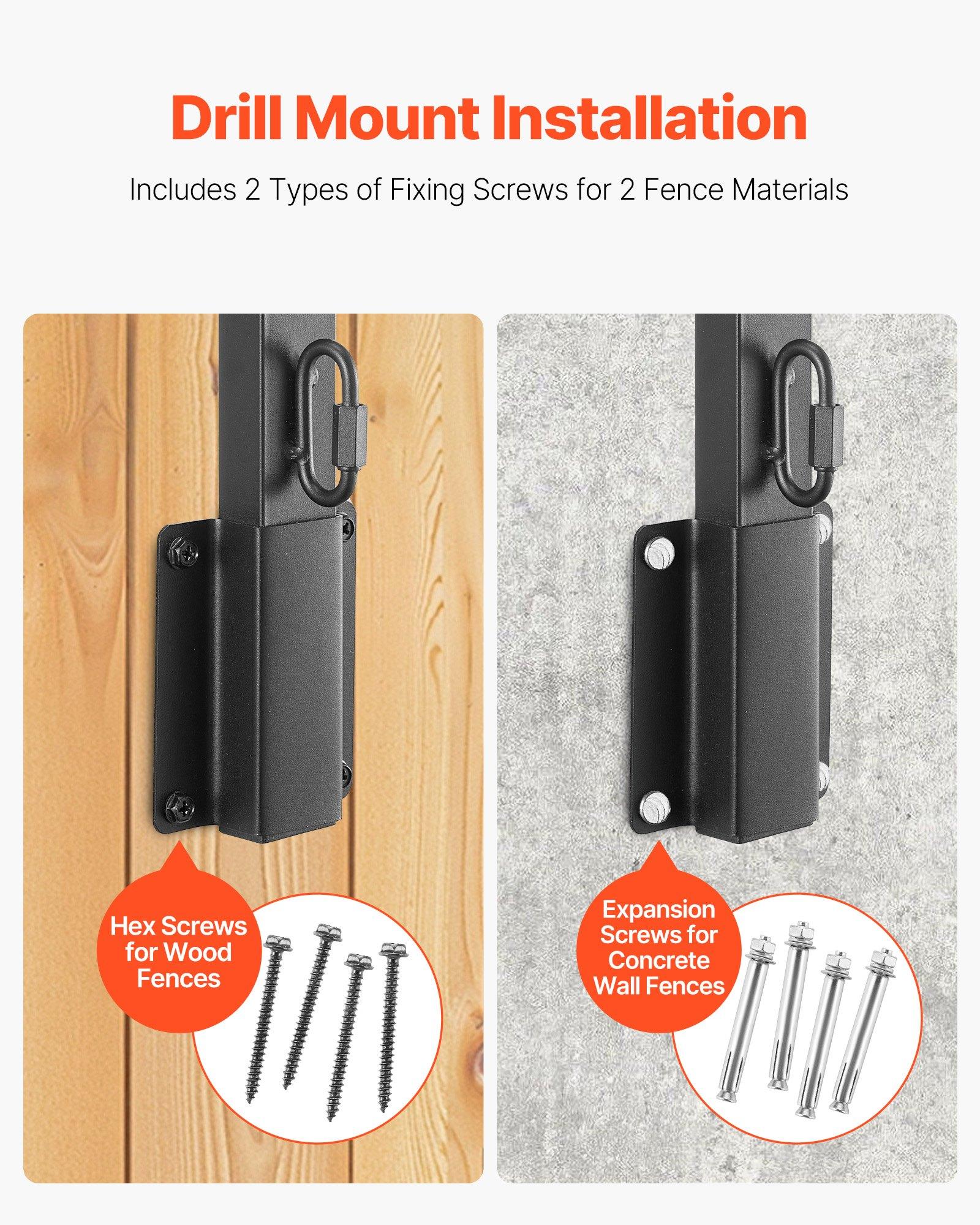 VEVOR Fence Post Extender, 8 Packs 23.8 in Barbed Wire Arm, Sturdy Steel Fence Height Extender, Flat or Surface Mounted Barbed Wire Extension Arms, Protect Privacy and Prevent Pets Jumping Off