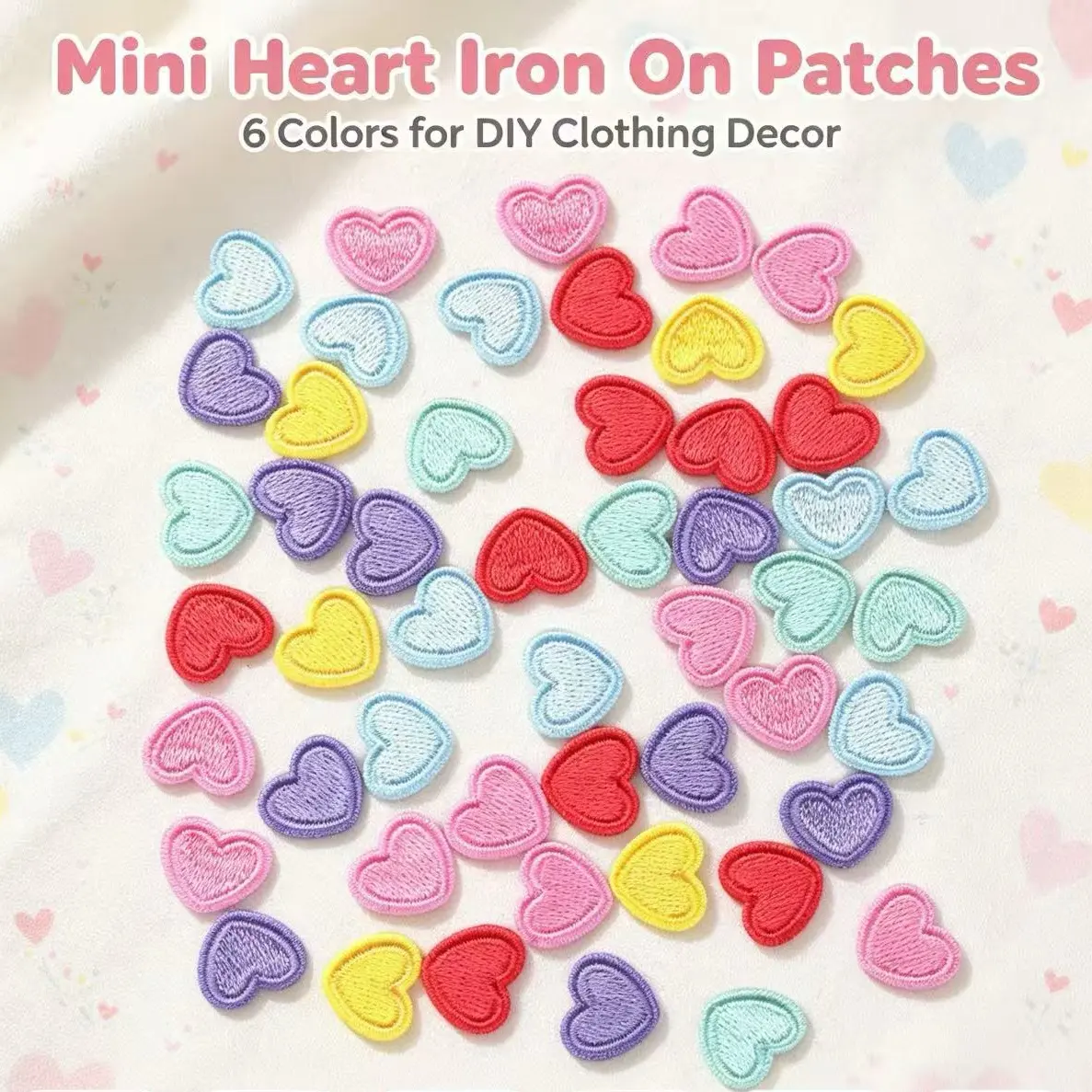 Colorful Mini Heart Pattern Iron-On Embroidery Patch - Fun Design - Easy to sew or iron, durable fabric patch, suitable for personalizing jackets, bags, and more