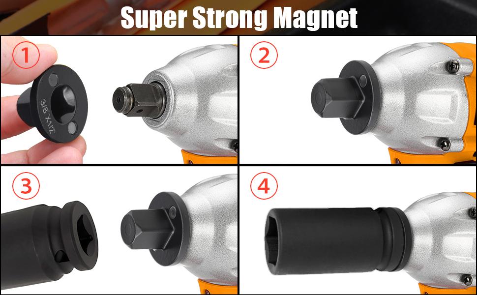 2PC Socket Adapter Set, Low Profile Impact Insert Drive Ratchet Adapters for Tight Spaces, 1/4" to 3/8", 3/8" to 1/2"