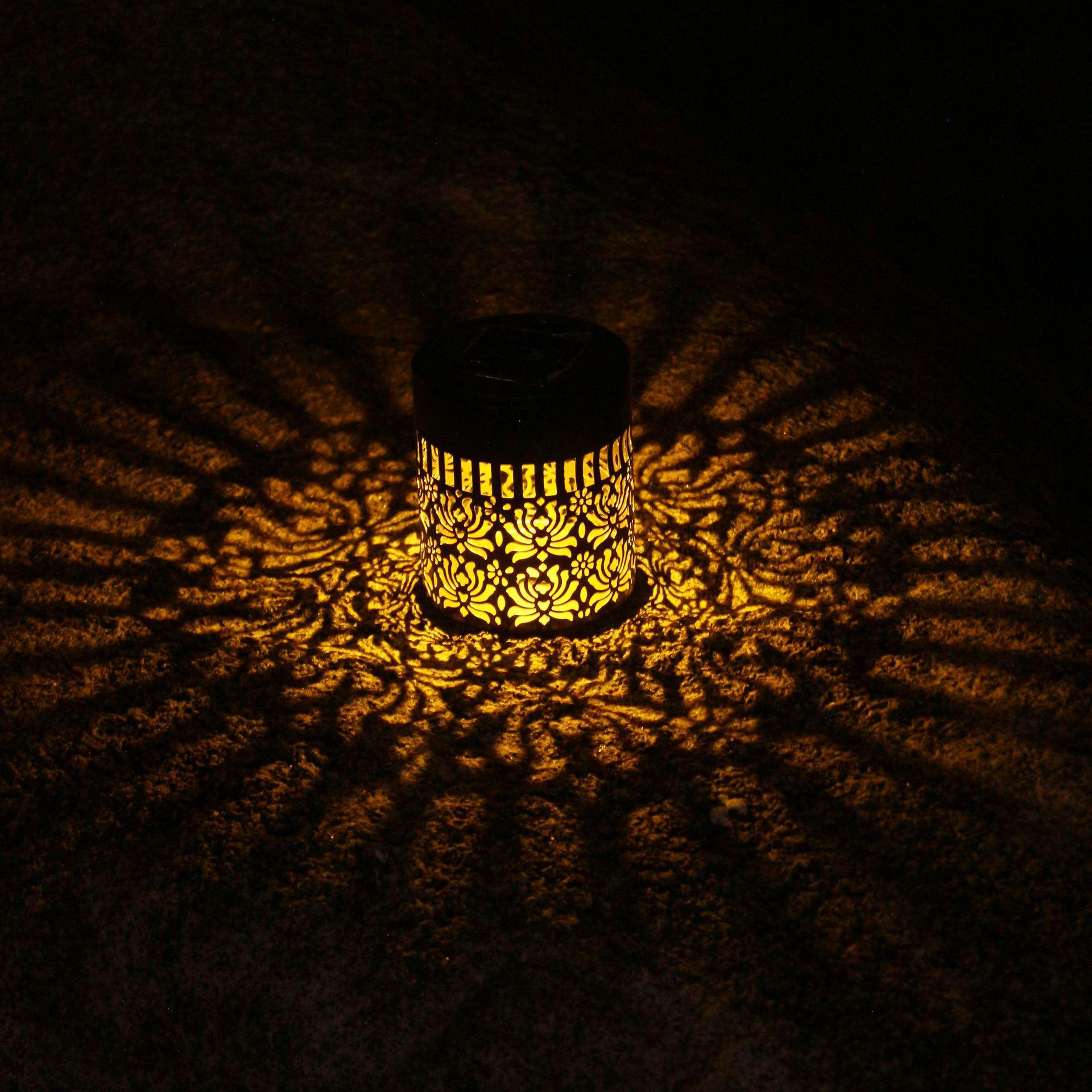 Solar-powered lawn lights, outdoor waterproof garden lights, hollow projection lights, ambient lights, garden decorative ground lights, popular mandala design