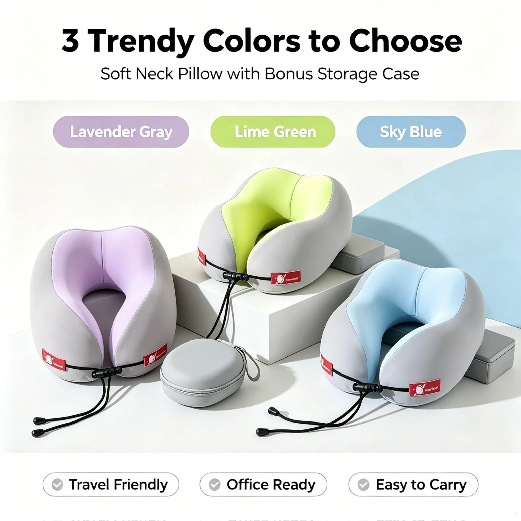 Memory Foam U-Shape Travel Neck Pillow, Portable Neck Support Pillow, Comfortable Lightweight, Ideal for Airplane Sleep, Car Trip, Office Use