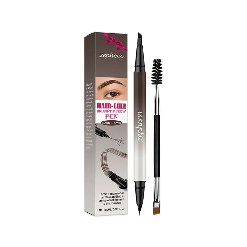 Natural Dark Eyebrow Pencil, Dual-Ended Spiral Brush Head, Soft Foggy Brow Effect, Perfect for Natural Look