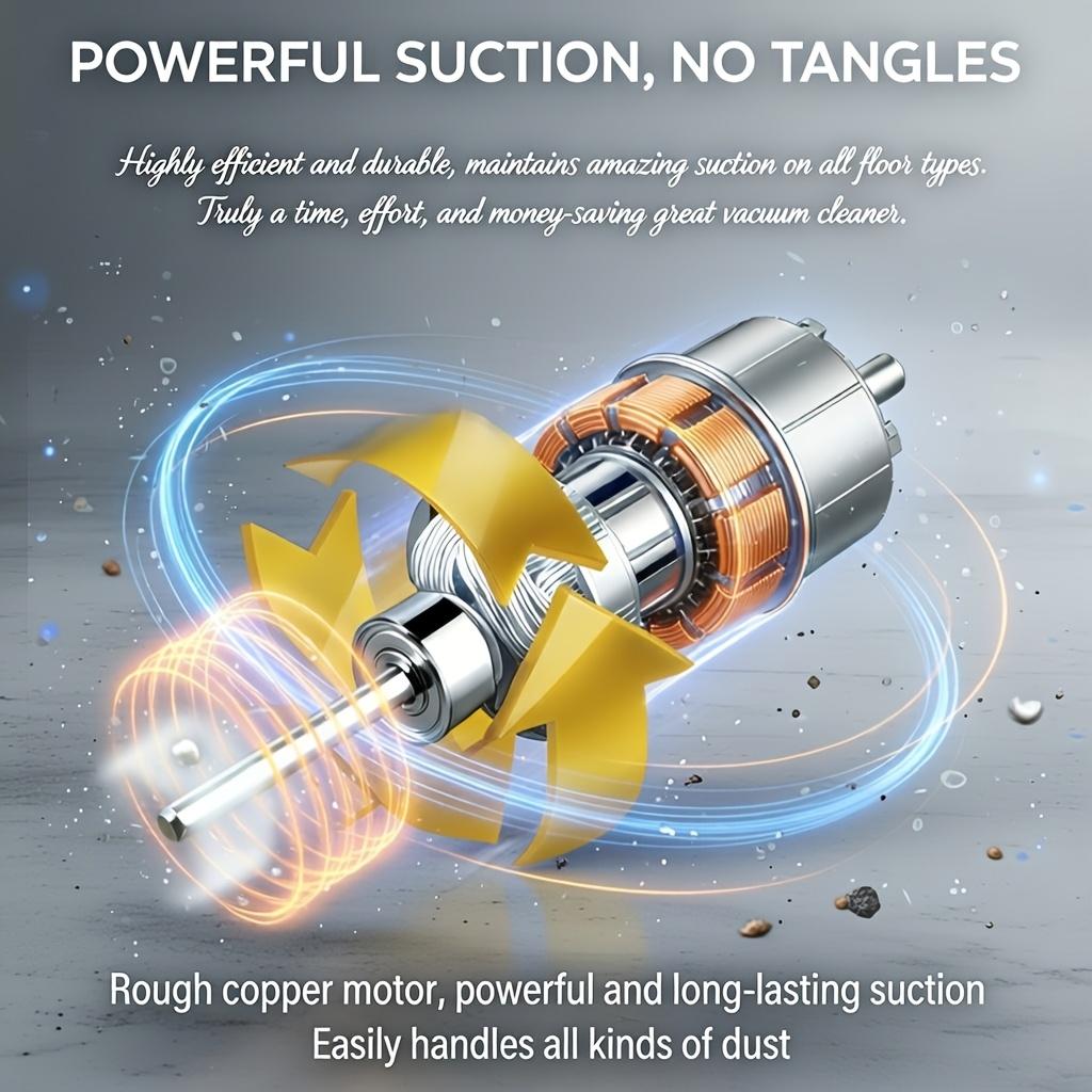 500W Corded Stick Vacuum Cleaner with 10 Accessories, 15KPa Powerful Suction, 2-in-1 Lightweight Handheld Vacuum Cleaner, Equipped with HEPA Filter, Silent Portable Dust Remover, Suitable for Hard Floors, Carpets, Pet Hair, Sofas, and Dormitories, Yellow