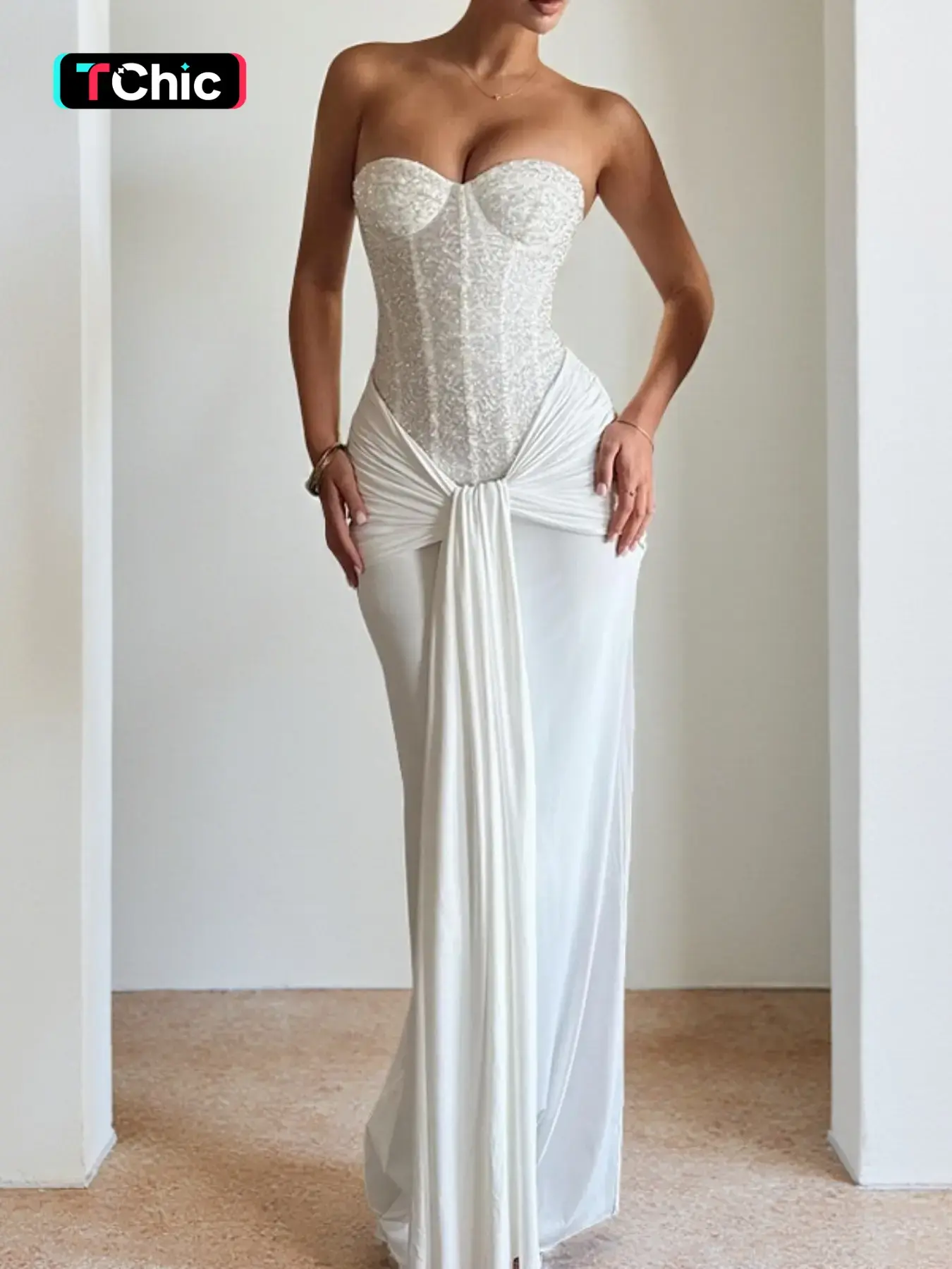 Elegant Strapless Dress, Bodycon Figure-Hugging Maxi Dress, Perfect for Parties & Special Occasions, Formal Wear