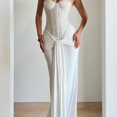 Elegant Strapless Dress, Bodycon Figure-Hugging Fit Maxi Dress, Perfect for Parties & Special Occasions, Formal Wear