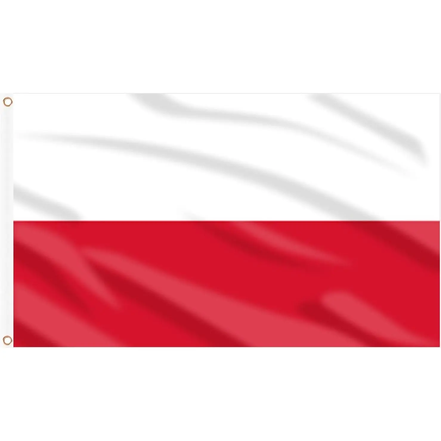 Poland National Flag, Horizontal 2-Color White-Top Red-Bottom Plain Banner, Lightweight Patriotic Collectible Hanging Sign for Eastern European National Holiday Decoration