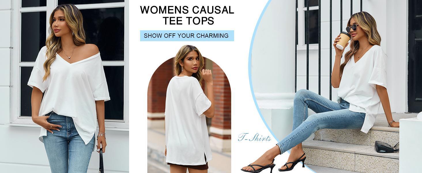 Imily Bela Womens Oversized Tshirts V Neck Short Sleeve Tops Summer Casual Loose Fit Tunic Tee Shirts Imily Bela Womens Oversized Tshirts V Neck Short Sleeve Tops Summer Casual Loose Fit Tunic Tee Shirts