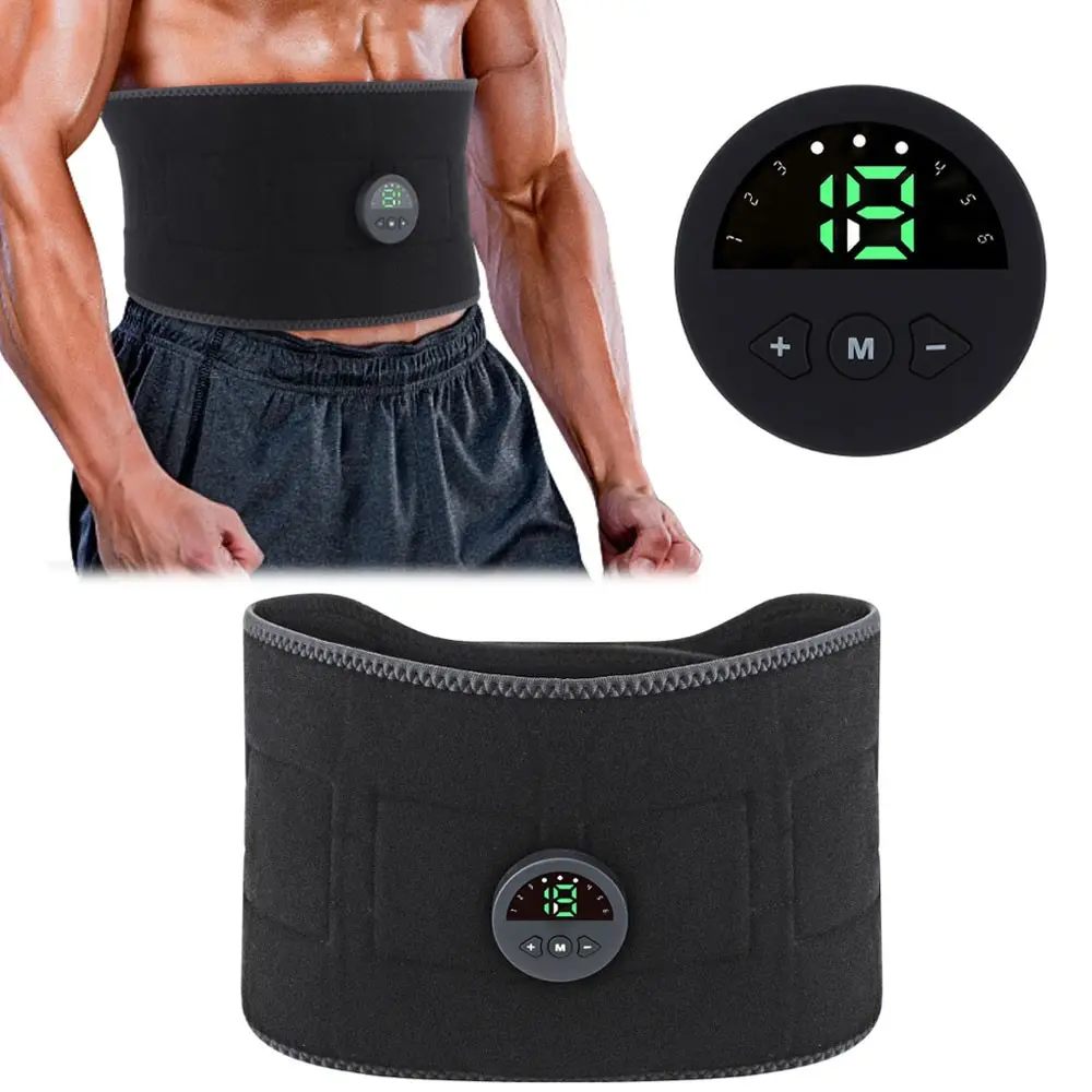 Abdominal Muscle Massage Belt, with 6 Modes 19 Adjustable Strength, Body Care Massager, Waist Shaping Fitness Gear, Portable Home Exercise Device for Men Women, Rechargeable Wellness Belt