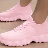 Women's Fashionable Lace-Up Low Top Sports Sneakers, Casual Comfortable Breathable Trendy Running Shoes, Versatile Basic Shoes for Daily Wear, Athletic Knitted Running Shoes
