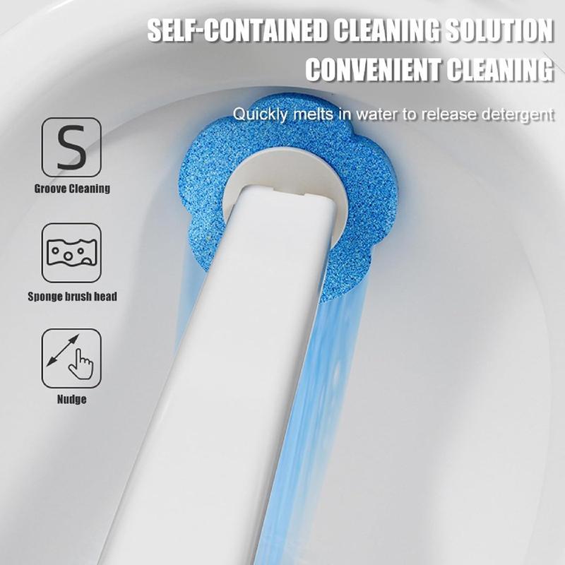 Disposable Toilet Brush Set with Scented Replacement Heads Lavender Ocean Lemon Fragrant Tablet System for Deep Cleaning Hygienic Bathroom Maintenance Multi-Layer Head Brush Refill and Cleaner - Floral, Traditional