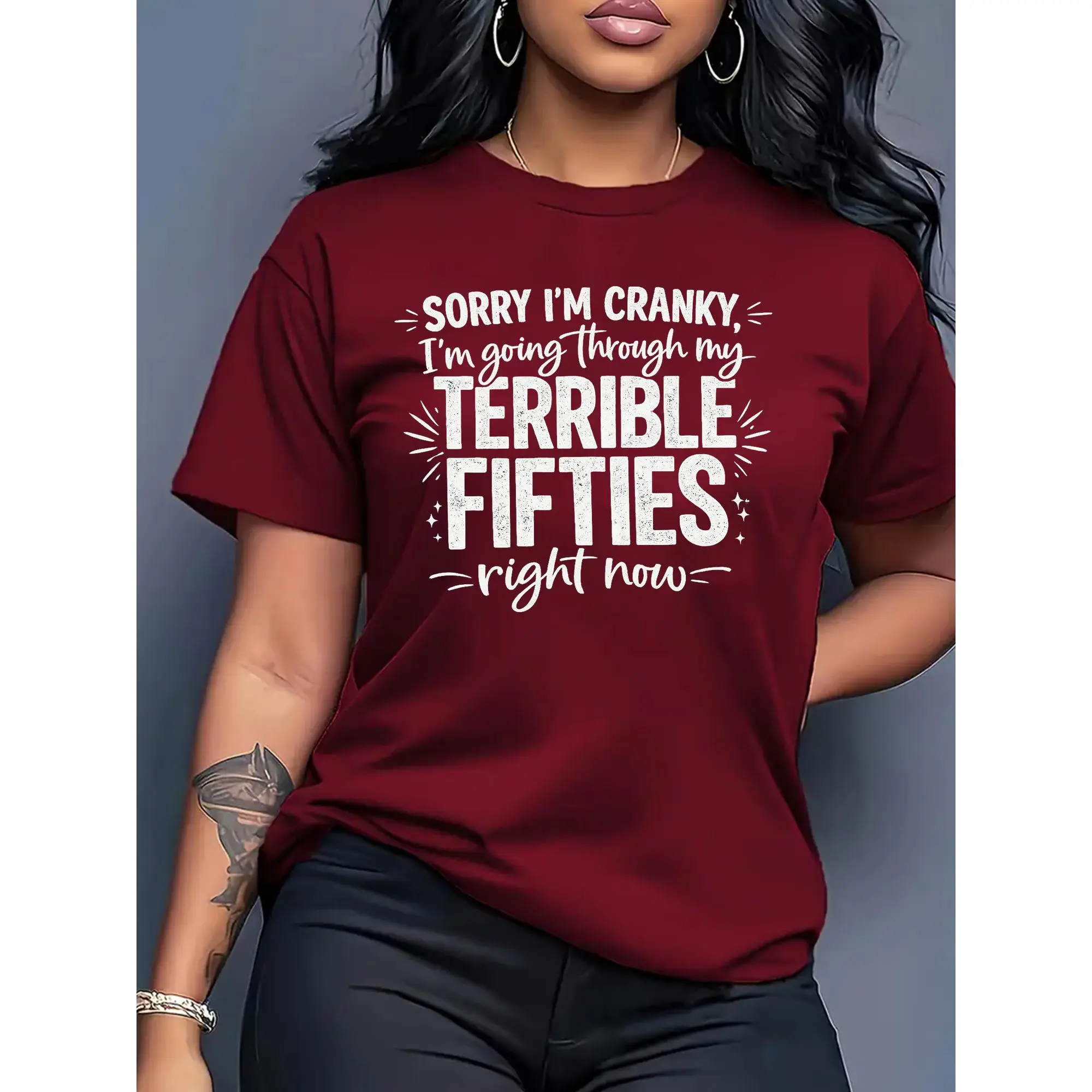 Stylish Women'S 50Th Birthday T-Shirt with Sarcastic Humor Graphic - 'Sorry, I'M Cranky...' Funny Quote Short-Sleeve Crew Neck Top. Soft, High-Quality Fabric Suitable for All Seasons; Machine-Washable, Comfortable