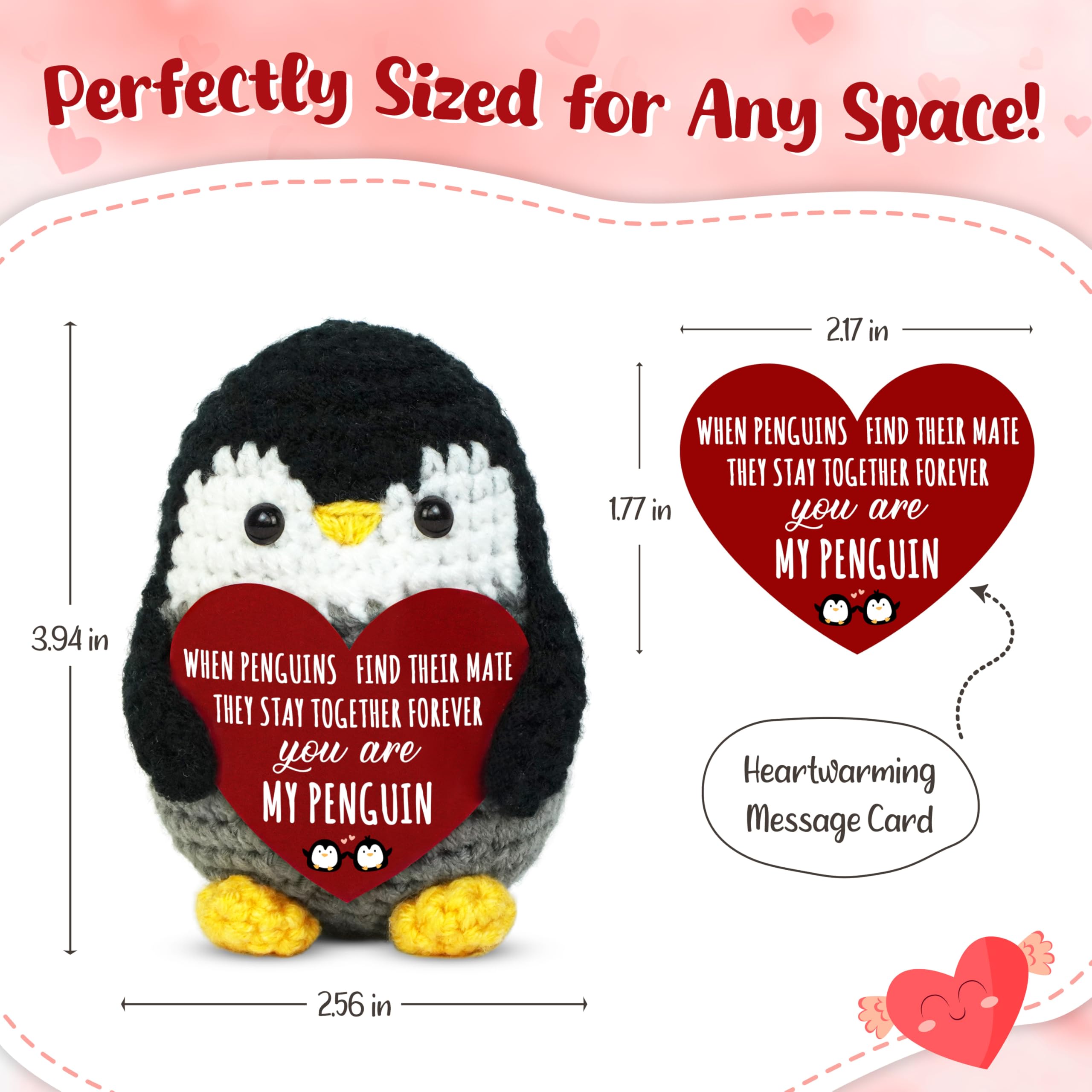 Cute Hand-Knitted Mini Penguin Plush, Emotional Support Stuffed Animal, Soft Stress Relief Toy, Perfect Christmas Presents & Holiday Gifts, Birthday Gifts for Women Men, Teacher Appreciation Gifts, Portable Desk Decor, Bag Charm Keychain, Healing Companio