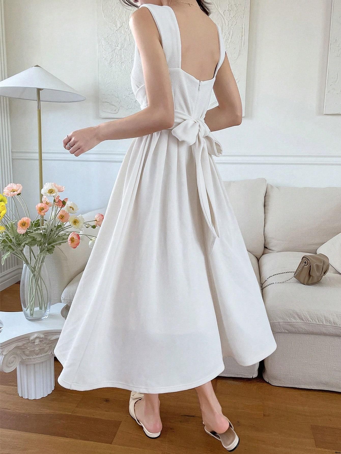 Sleeveless Neck Sweetheart Tie s Women DAZY Back Dress