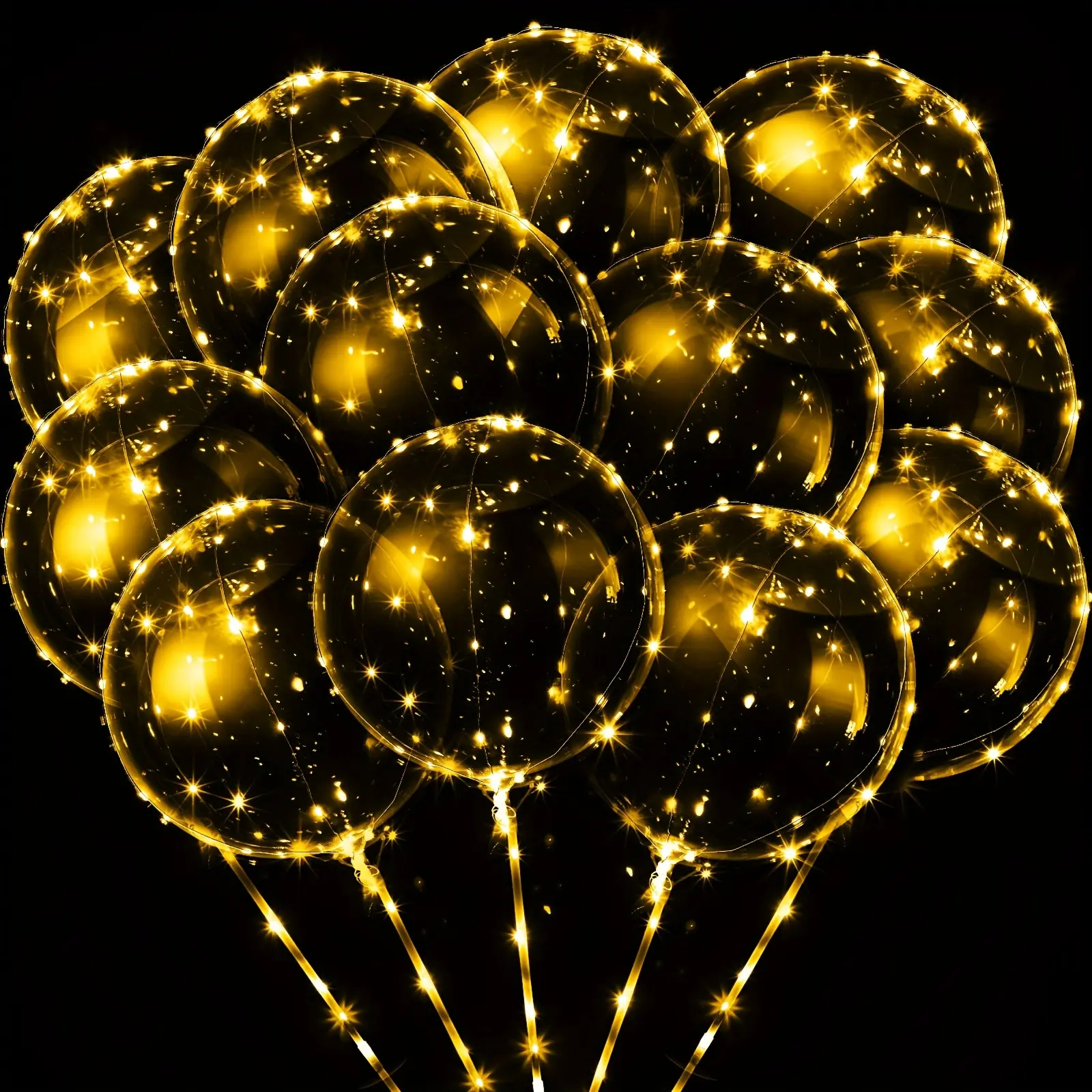 30 Pack Saintrygo Light Up Bobo Balloons, Clear Helium Bubble Glow Balloons with Warm String Lights, Plastic LED Balloons for Birthday Wedding Party Decorations