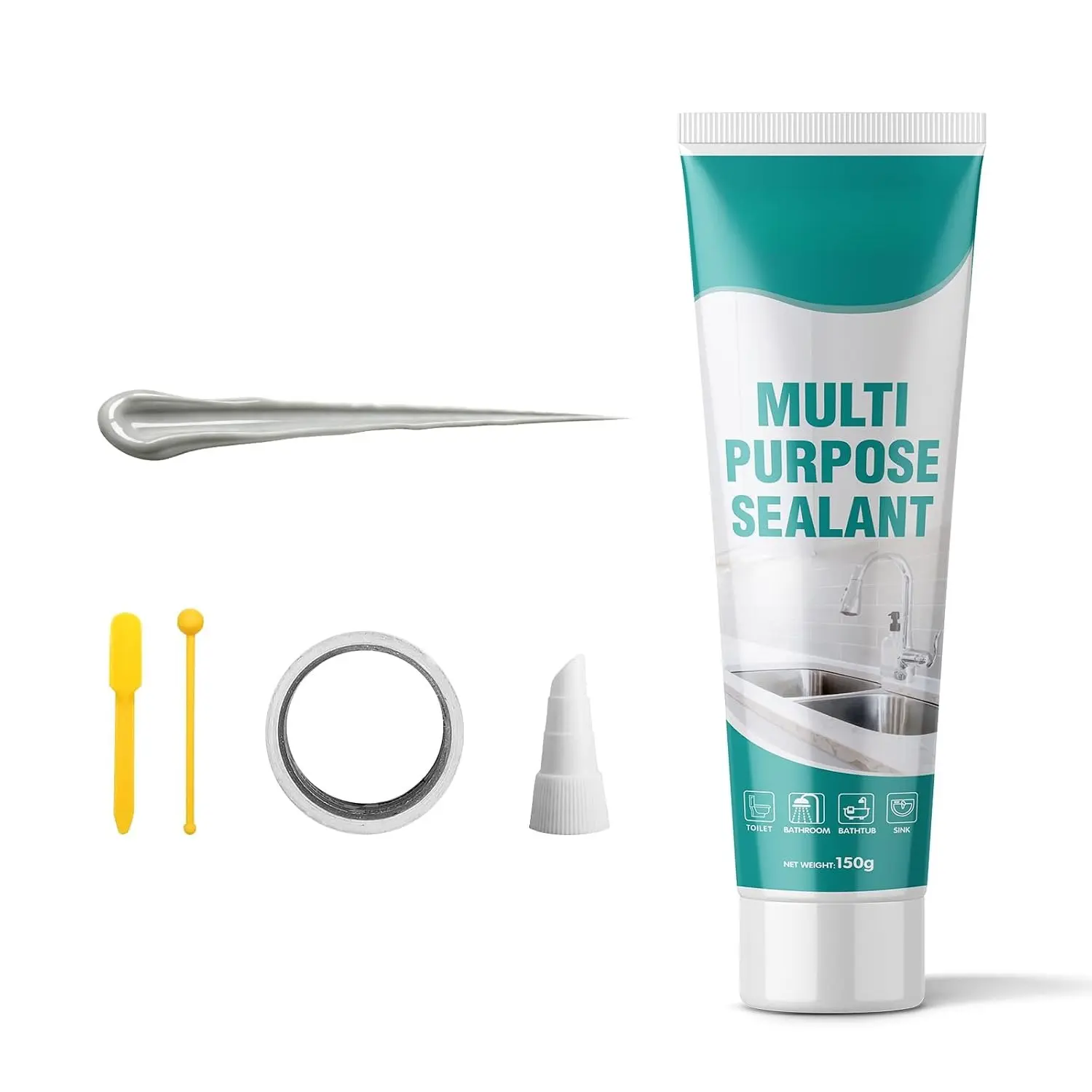 Grey  Caulk for Bathroom & Kitchen,  Sealant for Shower, Countertops, Easy to Use with Tool, Stronger Adhesion, Shrink & Crack Proof, Long-Lasting (5.29oz Grey)