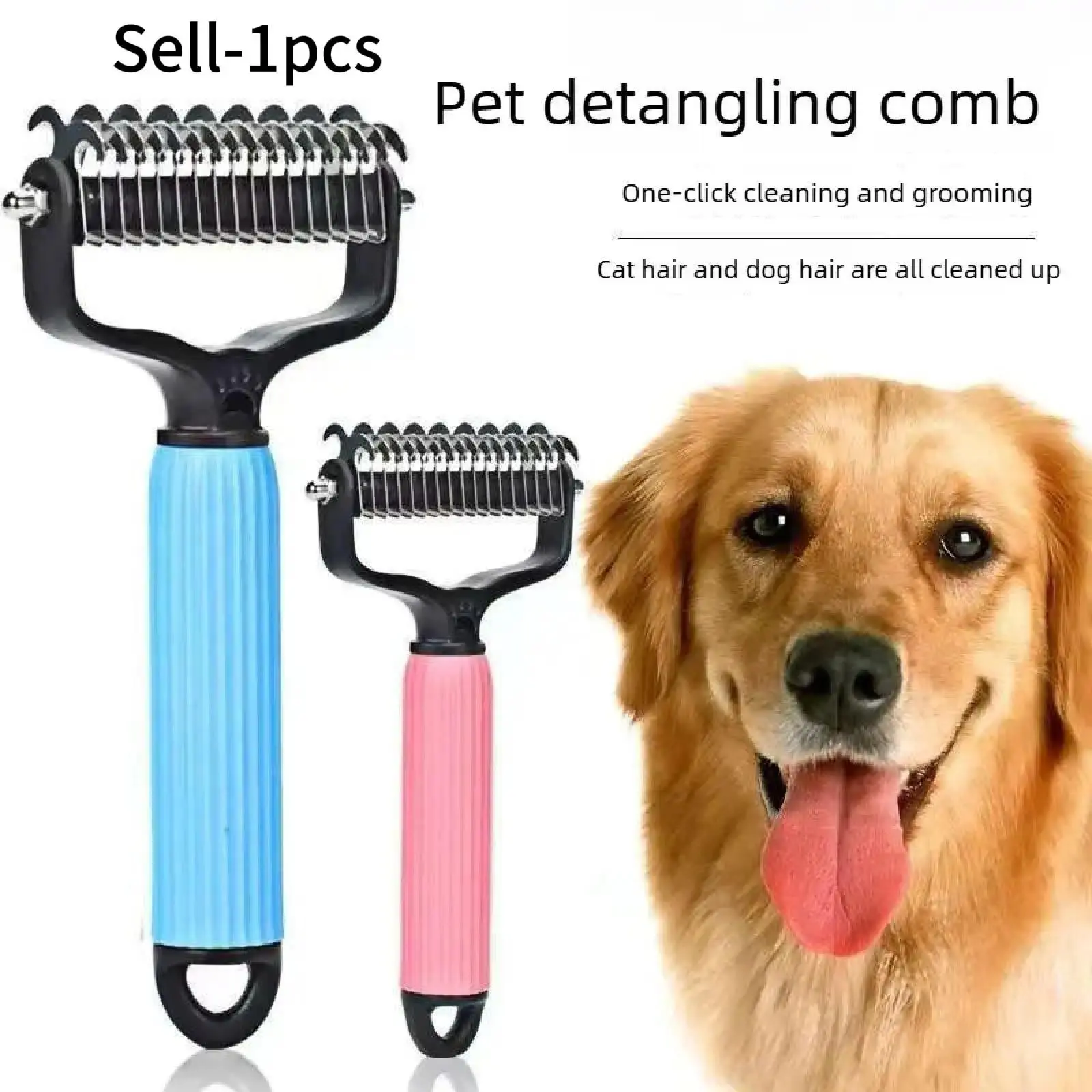 Pet Grooming Tool, Deshedding Tool, Universal Detangling Comb for Dogs, Stainless Steel Double-Sided Design, Effective Shedding Removal & Matted Hair Tamer, Practical Daily Dog Coat Maintenance Supplies.