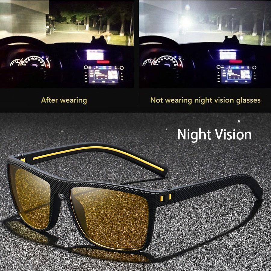 Vintage Square Frame Unisex Night Vision Glasses, Anti-Glare & Anti-Reflective UV400 Eyewear, Fatigue-Reducing Lenses Ideal for Night Driving, Daily Commute & Outdoor Use