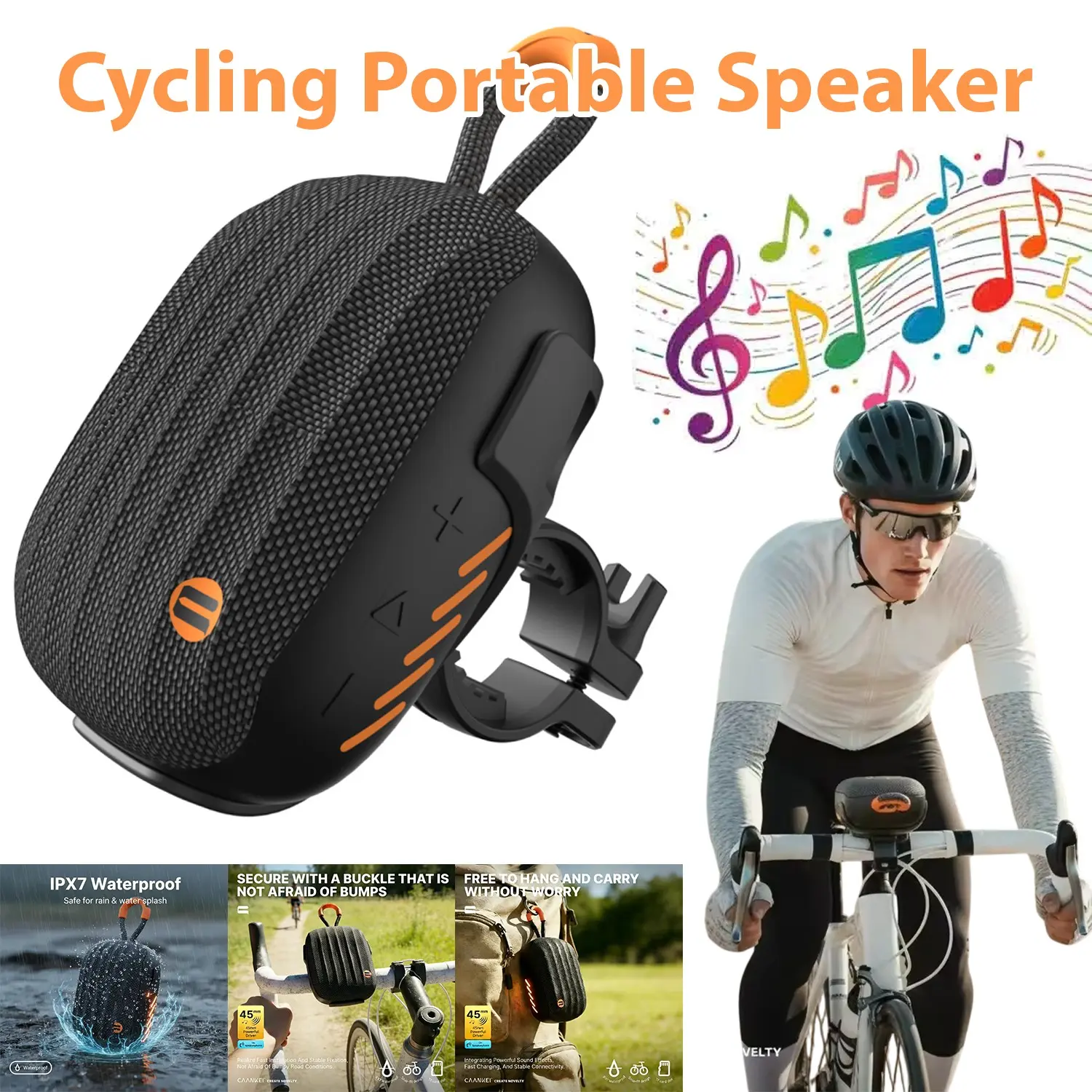 Portable Bluetooth-compatible Speaker, Wireless Bike Speaker, Ipx7 Waterproof, 2000mah Battery, Ideal for Hiking, Camping, Outdoor Activities