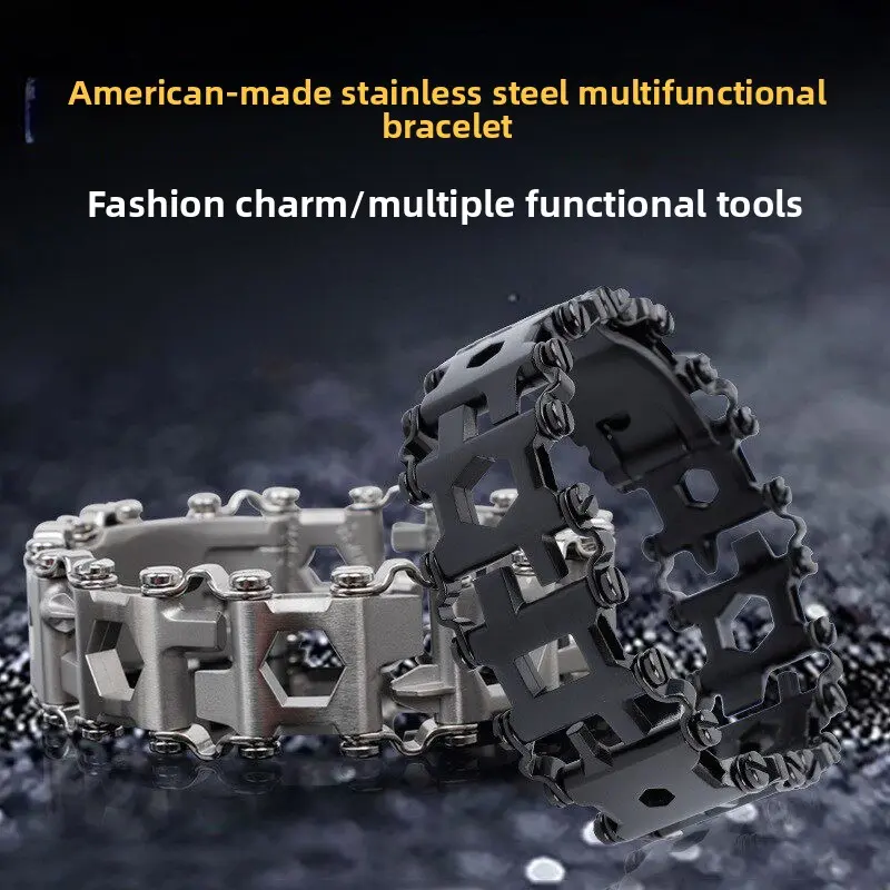 Multifunctional men's outdoor tool bracelet 29-in-1 wristband couple's accessory hypoallergenic bracelet friendship bracelet elegant minimalist bangle high quality everyday jewelry adjustment adjustable cuff