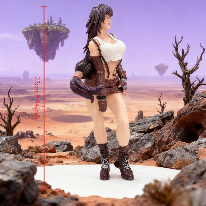 Anime-Style Dark Brown-Haired Male/Female Figure Collectible- White-Brown Battle Outfit Standing Pose Figure for Display, Tabletop RPGs/Dioramas- Detailed Craftsmanship Anime Combat Statue for Gamers& Collectors(Compatible with