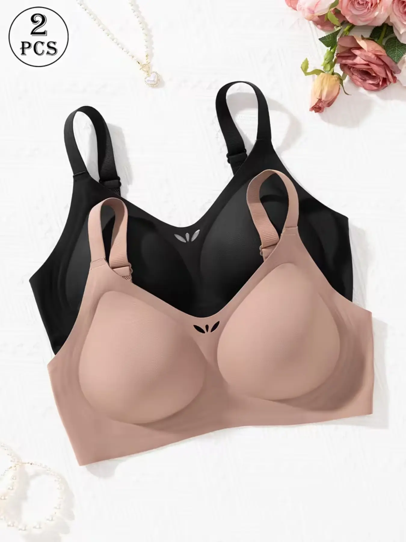 2-Pack Women's Seamless Jelly Everyday Bra, Wireless Underwire Free Lingerie, Elegant Fitted Design, All-Season Wear, Daily Versatile Choice