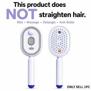 Electric Spray Cushion Massage Comb, Self-Cleaning Anti-Tangle Hair Brush, Anti-Static Scalp Massager, Dry Frizzy Hair Care, Free Oil and Measuring Cup